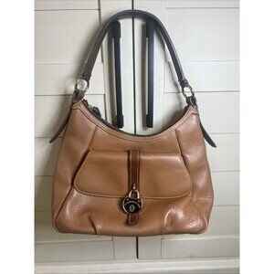 Dooney & Bourke Samba Hobo Bag Saddle Carmel Brown Pebble Leather Bag Purse Lock